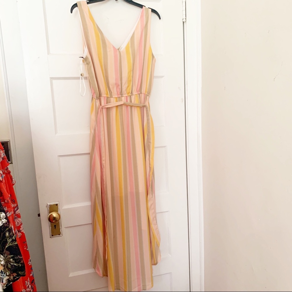 june & hudson multicolor striped high low dress M - Picture 2 of 4